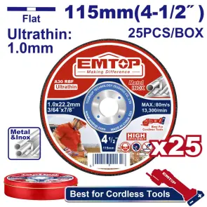 Набір відрізних дисків по металу EMTOP EACD11011525, 25 шт. №1