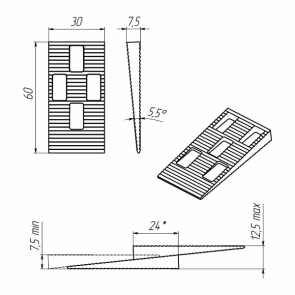 Клин МОНТАЖНИЙ АDVANTA 60x30x7.5 мм №5