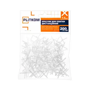 Хрестик для плитки дистанційний 1.5 мм Plitkom, 200 шт №1