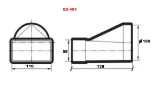 Соединитель переменного сечения Airroxy 100 (02-401) (d100, 138х110) №2