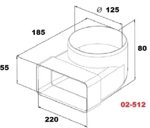 Колено (отвод) Airroxy 220х55 (02-512) (d125, 90°) №2