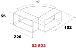Горизонтальне коліно (відвід) Airroxy 220х55 (02-522), 90° №2