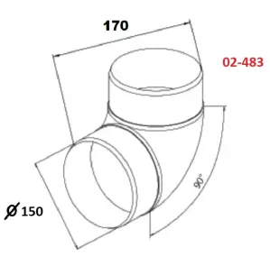Коліно (відвід) AirRoxy d150 90° (02-483) №2