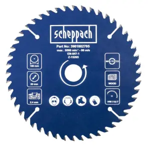 Пильний диск Scheppach HW Ø 160 x 20 x 2,4 x 1,3 мм / Z48 №1