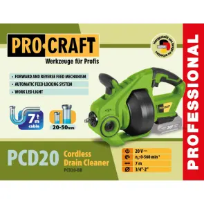 Акумуляторна машина для прочищення труб Procraft PCD20 (Без акб та зп) №9