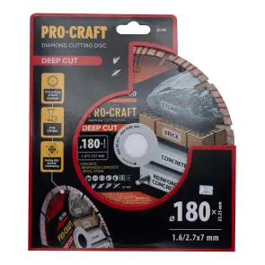 Алмазний диск Procraft DC180 180мм 22,23мм 2.7 мм №1