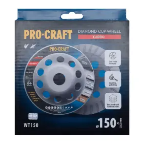 Шліфувальна алмазна чашка Procraft WT150 150мм 22.23 №4