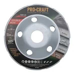 Шлифовальная алмазная чашка Procraft WR125 125мм 22.23 №3