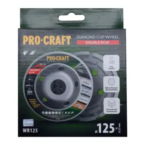 Шлифовальная алмазная чашка Procraft WR125 125мм 22.23 №4