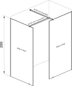 Нерухома стінка Walk In Wall- 100 v.200 Полір. алюм. Transparent №3