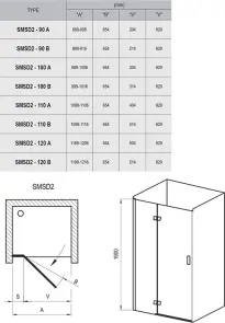 Душові двері SMSD 2- 100 A- L Хром TRANSPARENT №5