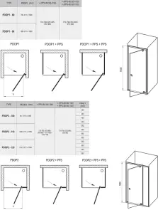 Душові двері PDOP 1- 90 Чорний TRANSPARENT №3