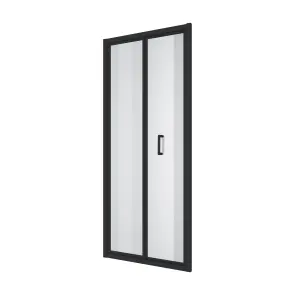 Душові двері двосекційні, Line Pro 900мм, black matt, скло 6мм прозоре №1