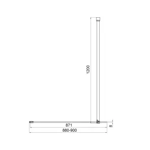 Нерухома стінка Walk-IN 900х2000мм chrome, скло 8мм clear №3