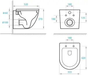 Інсталяція AlcaPlast 4в1 AM101/1120 з білою прямокутною кнопкою M570 + підвісний унітаз ROUND №5