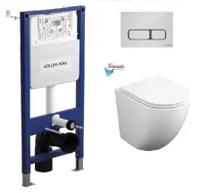Інсталяція KollerPool AQUA LINE + EDGE панель змива біла + підвісний унітаз Round (Торнадо 3) купити в Києві