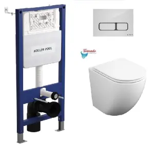 Інсталяція KollerPool AQUA LINE + EDGE панель змива біла + підвісний унітаз Round (Торнадо 3) №1