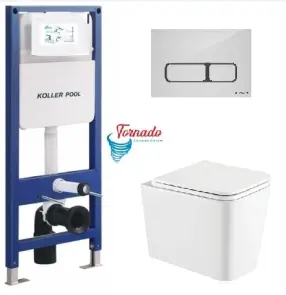 Інсталяція KollerPool AQUA LINE + EDGE White панель змива + підвісний унітаз Kvadro (Торнадо) №1