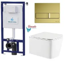 Інсталяція Koller Pool Dune 1200SL + Neon Gold панель змиву + підвісний унітаз Kvadro з сидінням Soft-close ( змив Tornado ) купити в Києві