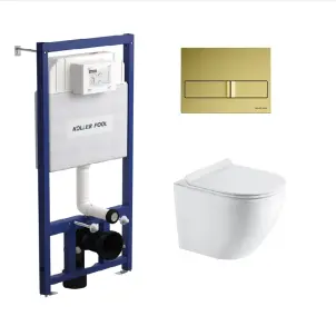 Інсталяція Koller Pool Dune 1200SL + Neon Gold панель змиву + підвісний унітаз Round Smart з сидінням Soft-close ( змив Tornado 3,0 ) №1