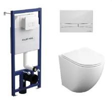 Інсталяція Koller Pool Dune 1200SL + Integro Cosmo White панель змиву + підвісний унітаз ROUND з сидінням Soft-close (змив Tornado 3.0) в магазині TVOE