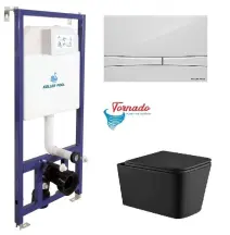 Інсталяція Koller Pool Dune 1200SL + Integro Cosmo White панель змиву + підвісний унітаз KVADRO Black matt з сидінням Soft-close (змив Торнадо) купити