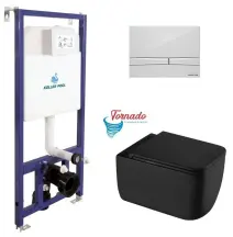 Інсталяція Koller Pool Dune 1200SL + Integro Cosmo White панель змиву + підвісний унітаз KVADRO START Black matt з сидінням Soft-close (змив Торнадо) купити в Києві
