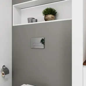 Інсталяція KollerPool AQUA LINE + EDGE Chrome панель змиву + підвісний унітаз ROUND з сидінням Soft-close ( змив Tornado ) №8