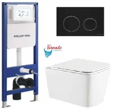 Інсталяція KollerPool AQUA LINE + TWIST Black панель змиву + підвісний унітаз KVADRO з сидінням Soft-close ( змив Tornado ) купити в Києві
