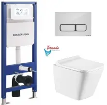 Інсталяція KollerPool AQUA LINE + EDGE White панель змиву + підвісний унітаз TREND з сидінням Soft-close ( змив Tornado 3,0 ) купити в Україні