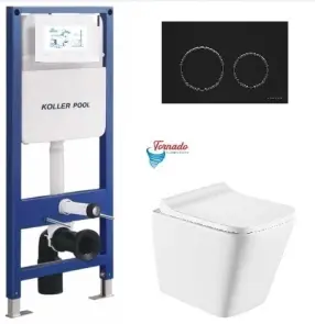 Інсталяція KollerPool AQUA LINE + TWIST Black панель змиву + підвісний унітаз TREND з сидінням Soft-close ( змив Tornado ) №1