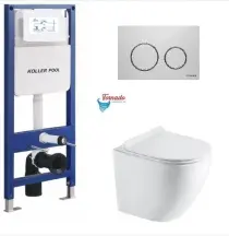Інсталяція KollerPool AQUA LINE + TWIST White панель змиву + підвісний унітаз ROUND Smart з сидінням Soft-close ( змив Tornado 3,0 ) купить