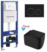 Інсталяція KollerPool AQUA LINE + TWIST Black панель змиву + підвісний унітаз KVADRO START Black matt з сидінням Soft-close ( змив Tornado ) купити в Україні