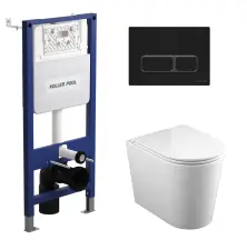Інсталяція Koller Pool AQUA LINE + EDGE Black панель змиву + унітаз підвісний GRACE з сидінням Soft-close (змив Тоrnado 3)