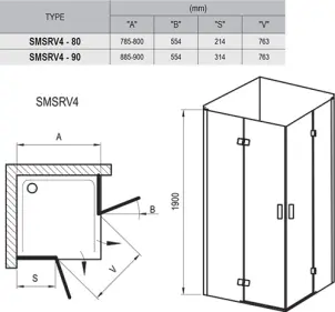 Душова кабіна SMSRV 4- 80 Хром TRANSPARENT №2