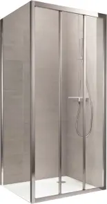 TT90C+S90C Душова кабіна TREND-S квадратна хром 900x900x1900 мм (трисекц., розсувна) скло прозоре (2 частини) №1