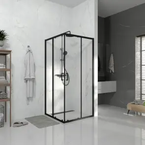 Душова кабіна розсувна, квадратна Line CUBE 900*900мм, black matt, cкло 6мм прозоре №2