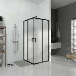Душова кабіна розсувна, квадратна Line CUBE 900*900мм, black matt, cкло 6мм grape №2