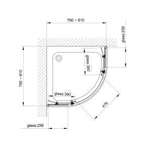 R80RG Душова кабіна ROUND напівкругла 800x800x1900 мм скло grape №4