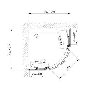 R90RG Душова кабіна ROUND напівкругла 900x900x1900 мм скло grape №4