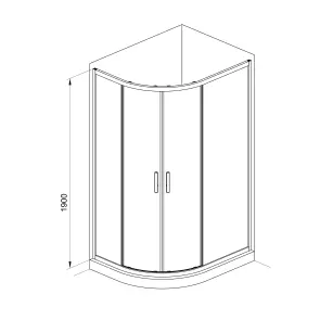 R12080RC Душова кабіна ROUND напівкругла 1200x800x1900 мм скло прозоре (2 частини) №4
