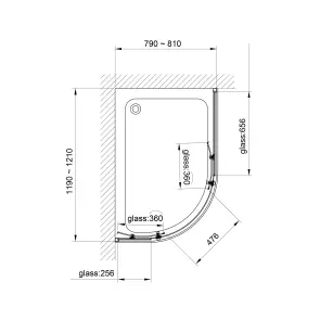 R12080RC Душова кабіна ROUND напівкругла 1200x800x1900 мм скло прозоре (2 частини) №5