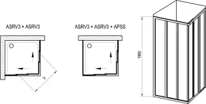 Душова кабіна ASRV3-90-198 Чорний TRANSPARENT №2