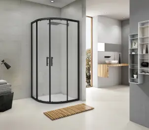 R90RCB Душова кабіна ROUND напівкругла чорна 900x900x1900 мм скло прозоре №2
