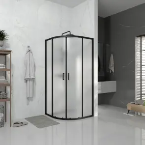 Душова кабіна розсувна, напівкругла Line ARC 900*900мм, black matt, cкло 6мм grape №2