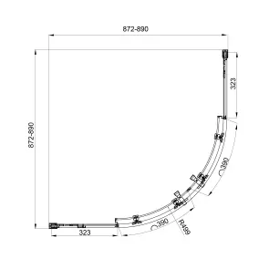 Душова кабіна розсувна, напівкругла Line ARC 900*900мм, black matt, cкло 6мм grape №4