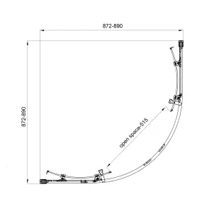Душова кабіна розсувна, напівкругла Line ARC 900*900мм, black matt, cкло 6мм grape №5