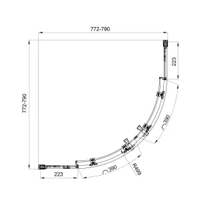 Душова кабіна розсувна, напівкругла Line ARC 800*800мм, хром, cкло 6мм прозоре №4