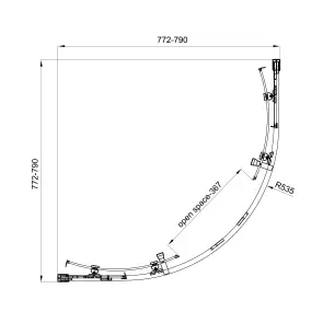 Душова кабіна розсувна, напівкругла Line ARC 800*800мм, хром, cкло 6мм прозоре №5