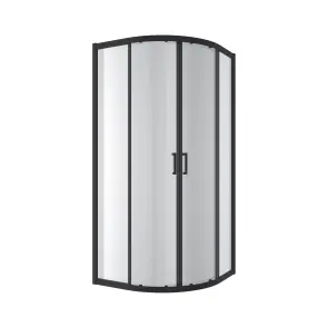 Душова кабіна розсувна, напівкругла Dakota 900*900*1850мм, black matt, cкло 5мм, clear №1
